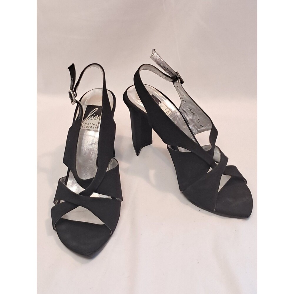 Charles Jourdan Open Toe Crepe Fabric Criss Cross Slingback Sandals Size 7.5M
